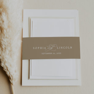 Bandeau De Faire-part Romantique Or & Calligraphie Blanche Flourdissant