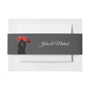Bandeau De Faire-part Romantique Parisien Parapluie Rouge Love Silhouett