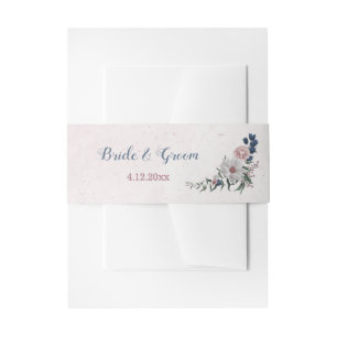 Bandeau De Faire-part Romantique rose blanc marine fleurs verdure mariag