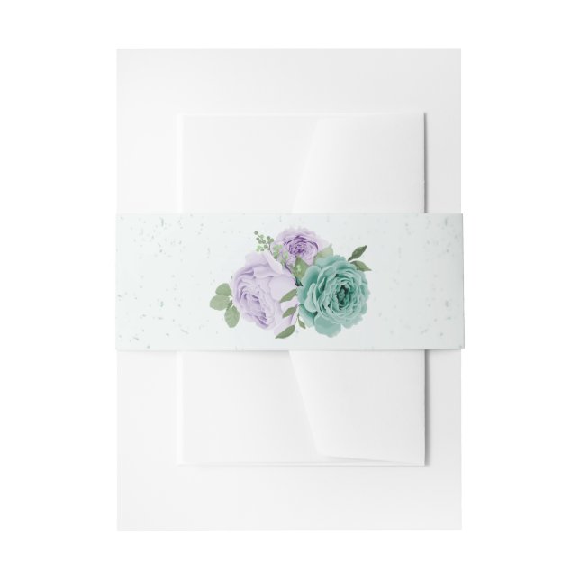 Bandeau De Faire-part romantique violet bleu fleurs verdure mariage (Devant example)