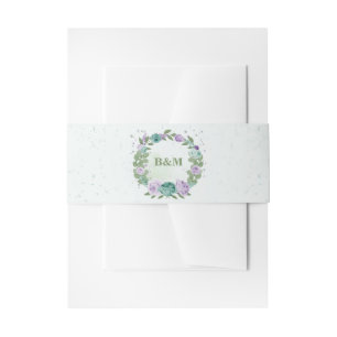 Bandeau De Faire-part romantique violet bleu fleurs verdure mariage