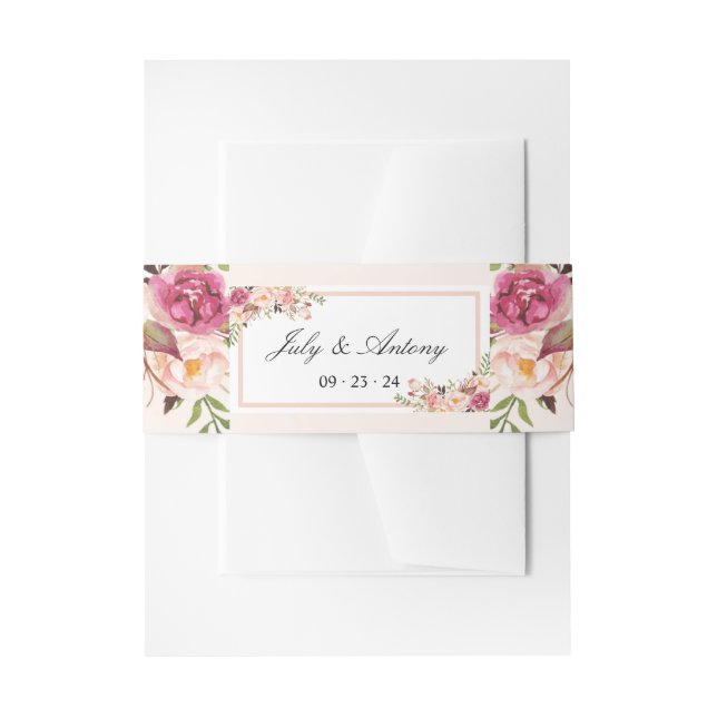 Bandeau De Faire-part Rose Aquarelle Mariage Moderne Tendance (Devant example)