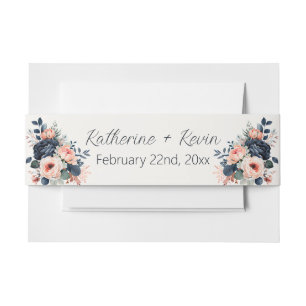 Bandeau De Faire-part Rose bleu bleu Dusty Floral Mariage