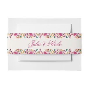 Bandeau De Faire-part Rose Classique Verte Jaune Florale Cygne Oiseau Ma