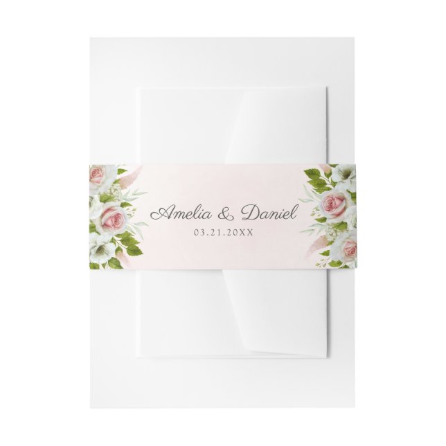 Bandeau De Faire-part Rose d'aquarelle rose romantique (Devant example)