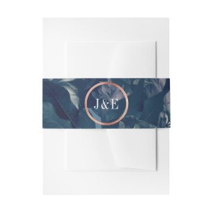 Bandeau De Faire-part Rose de la Marine Mariage Bouquet d'or