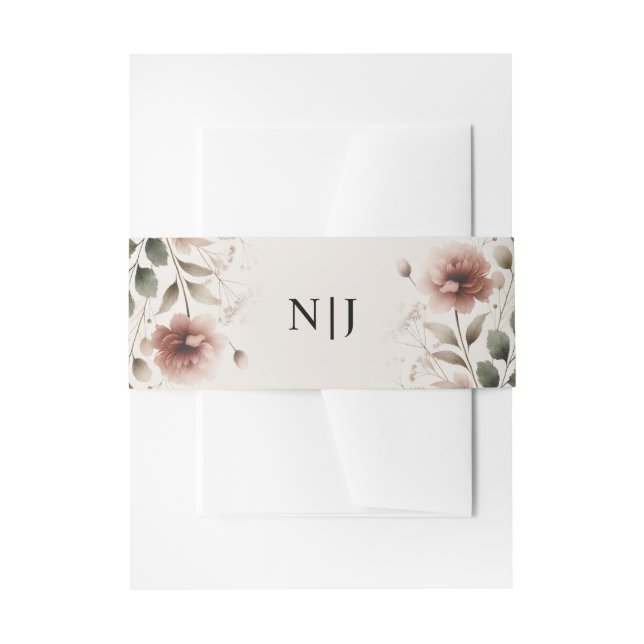 Bandeau De Faire-part Rose du désert rose et vert floral mariage (Devant example)