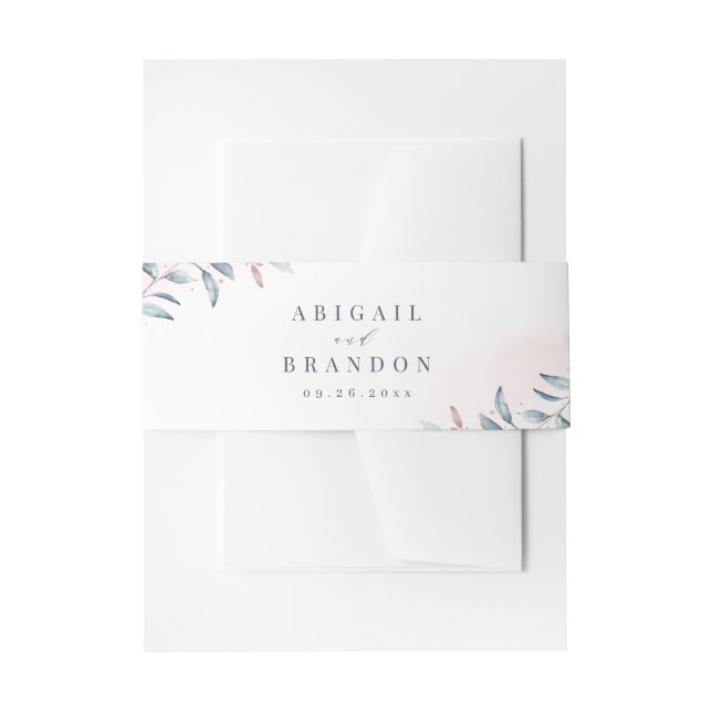 Bandeau De Faire-part Rose Gold Dusty Blue Greenery Mariage géométrique (Devant example)