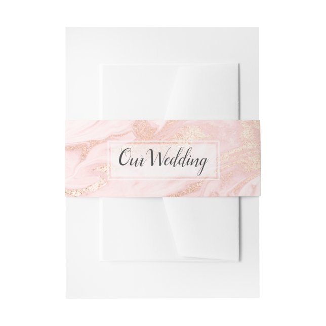 Bandeau De Faire-part Rose Gold et Blush Marbled Mariage Belly Band (Devant example)