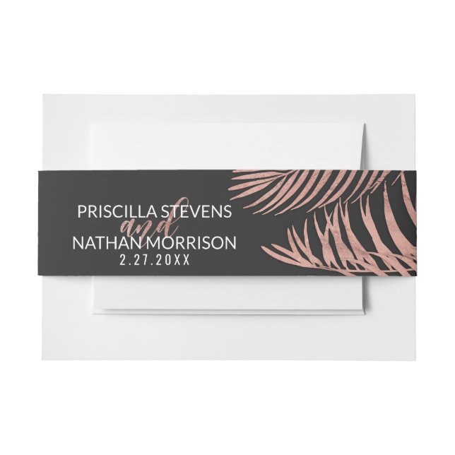 Bandeau De Faire-part Rose Gold Palm Tree Frances Noir moderne Mariage (Devant Example)
