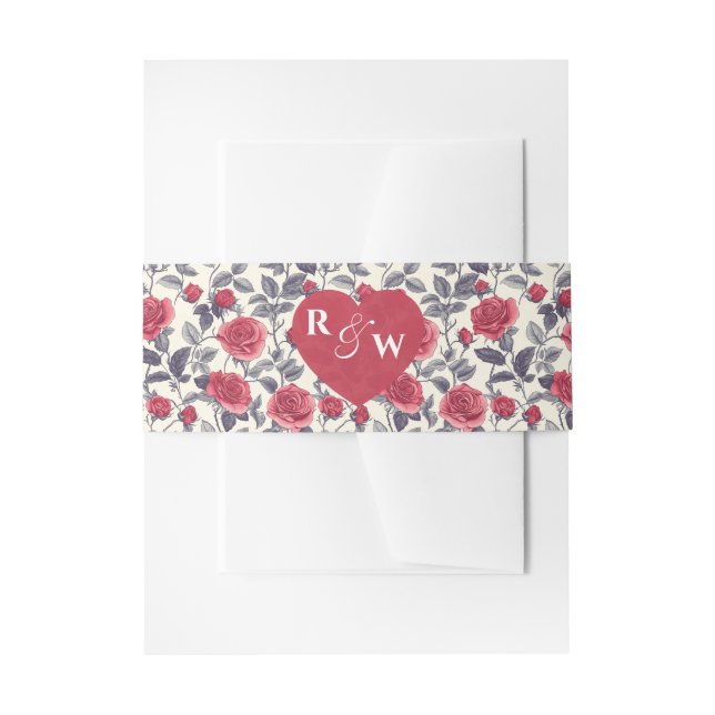 Bandeau De Faire-part Rose Invitation Bande de ventre (Devant example)