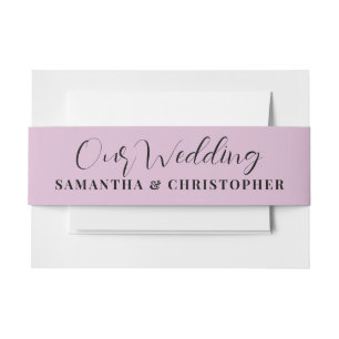 Bandeau De Faire-part Rose moderne Notre Mariage Calligraphie Invitation