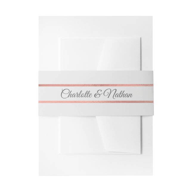 Bandeau De Faire-part Rose Monogramme personnalisé Mariage Gold Foil Gri (Devant example)