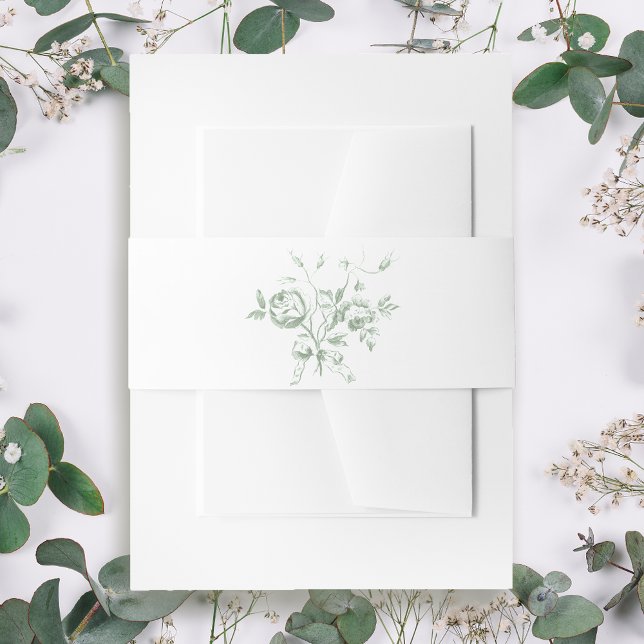 Bandeau De Faire-part Rose Romantique Classique Vert Sauge (Créateur téléchargé)