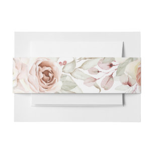 Bandeau De Faire-part Rose romantique rose doux sur Mariage blanc