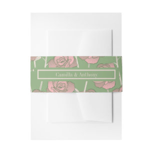Bandeau De Faire-part Rose rose verte Retro Y2K les années 70 Motif de f