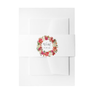 Bandeau De Faire-part Rose rouge & Floral rose 3