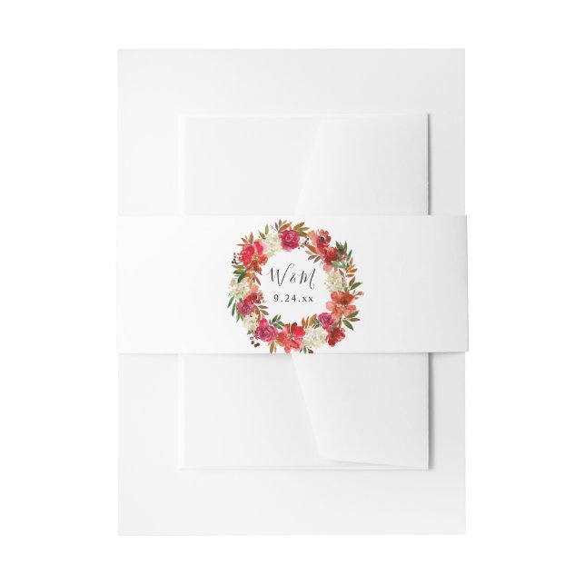 Bandeau De Faire-part Rose rouge & Floral rose 3 (Devant example)