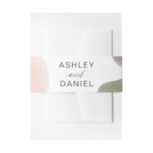 Bandeau De Faire-part Rose Sage & Graphe Aquarelle Cercle Mariage modern