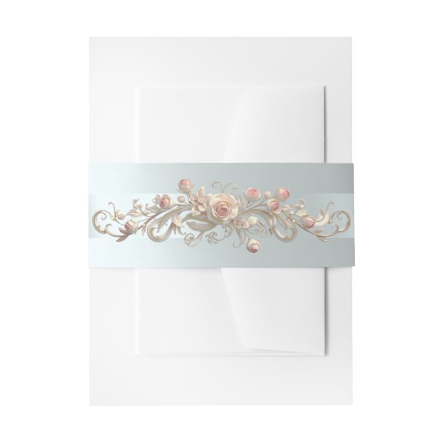 Bandeau De Faire-part Rose Scroll - Argent (Devant example)