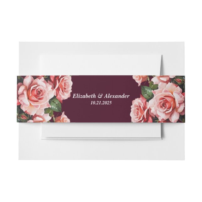 Bandeau De Faire-part Rose sombre et rouge roses mariage bordeaux (Devant Example)