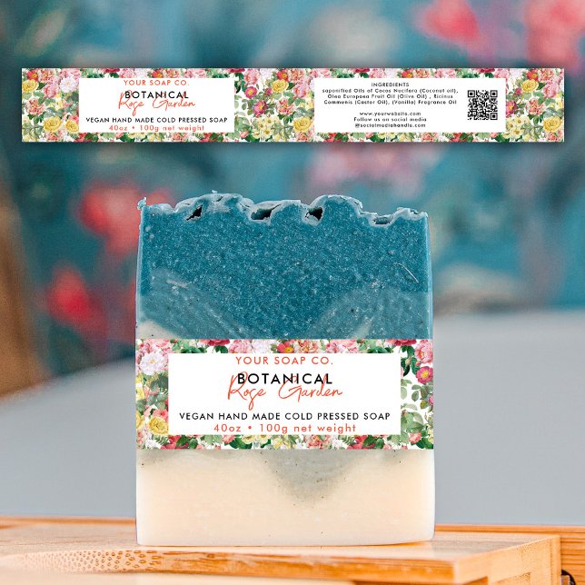 Bandeau De Faire-part Roses de Étiquette d'enveloppement de  de savon de (Cosmetic Bar Soap Band Product Label Wrap Roses)