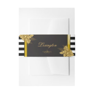 Bandeau De Faire-part Roses d'or Art Déco, Stripes Invitation Belly Band