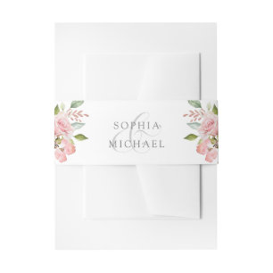 Bandeau De Faire-part Roses généreux Fleurs roses sur Mariage blanc