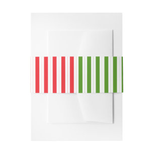 Bandeau De Faire-part Rouge de vacances et rayure de bonbon vert de luti