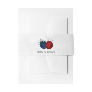 Bandeau De Faire-part rouge et bleu marine fleurs argent mariage botaniq