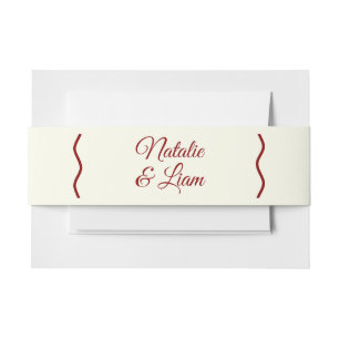 Bandeau De Faire-part Rouge ivoire moderne Rétro Funky Bold Mariage uniq