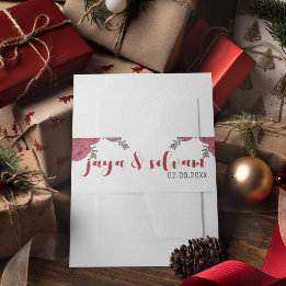 Bandeau De Faire-part Rouge Rose Floral thème Mariage