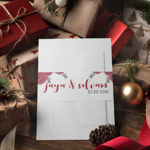 Bandeau De Faire-part Rouge Rose Floral thème Mariage