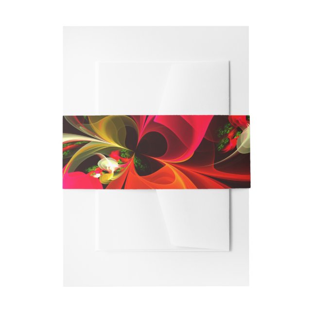 Bandeau De Faire-part Rouge Vert Floral Moderne Art Abstrait Motif #02 (Devant example)
