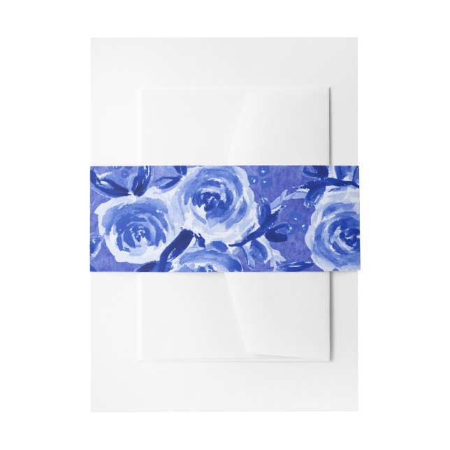 Bandeau De Faire-part Royal Blue Aquarelle Floral Mariage (Devant example)
