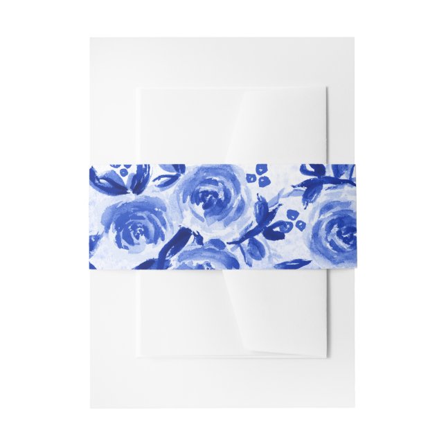 Bandeau De Faire-part Royal Blue Floral Mariage aquarelle (Devant example)