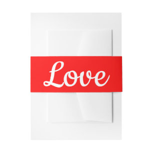 Bandeau De Faire-part Rubans de fête de mariage d'amour rouge et blanc