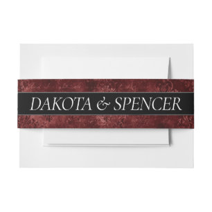 Bandeau De Faire-part Ruby Crimson Rouge   Noms des Mariages de grunge c