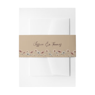 Bandeau De Faire-part Russe Boho Chic Fleurs sauvages Mocha Tan Mariage