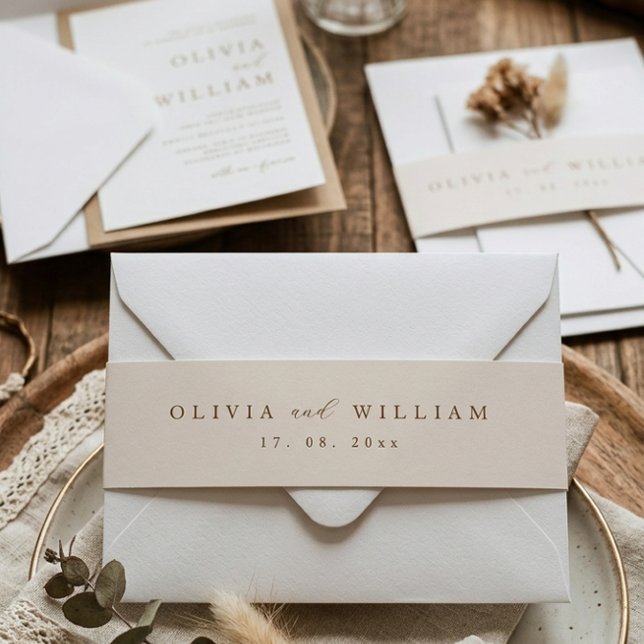 Bandeau De Faire-part Rustic Modern Script Personalized Wedding  (Créateur téléchargé)