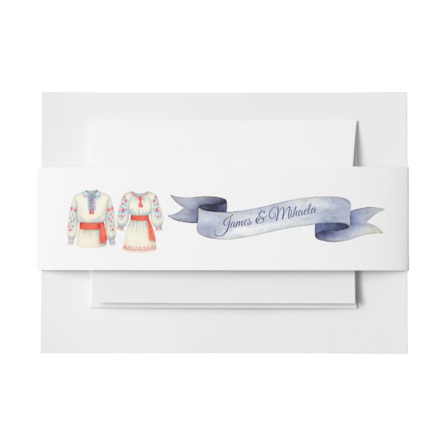 Bandeau De Faire-part Rustic Romanian Wedding Traditional Folk Costumes (Devant Example)