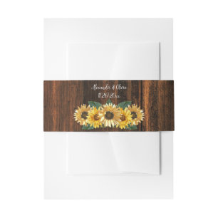 Bandeau De Faire-part Rustic Sunflower Invitation Bande de ventre
