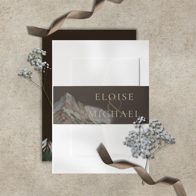Bandeau De Faire-part Rustic Watercolor Mountain Landscape Wedding (Rustic Watercolor Mountain Landscape Wedding Invitation Belly Band)