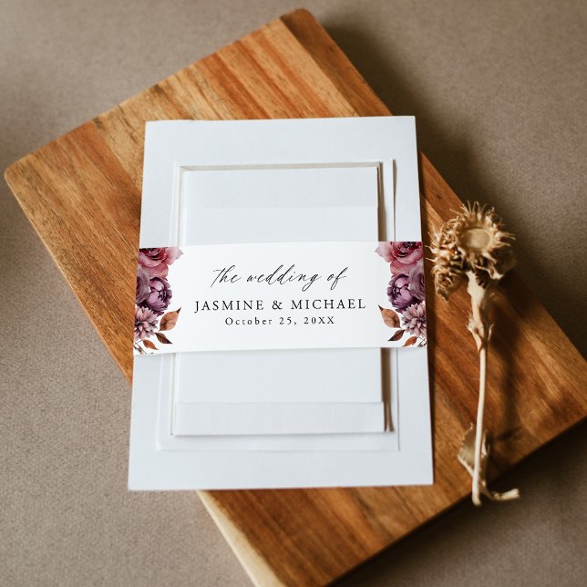 Bandeau De Faire-part Rustique Automne Marsala Floral Mariage (Créateur téléchargé)