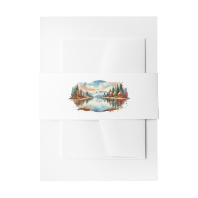 Bandeau De Faire-part Rustique Autumn Lakeside Mariage forestier (Devant example)