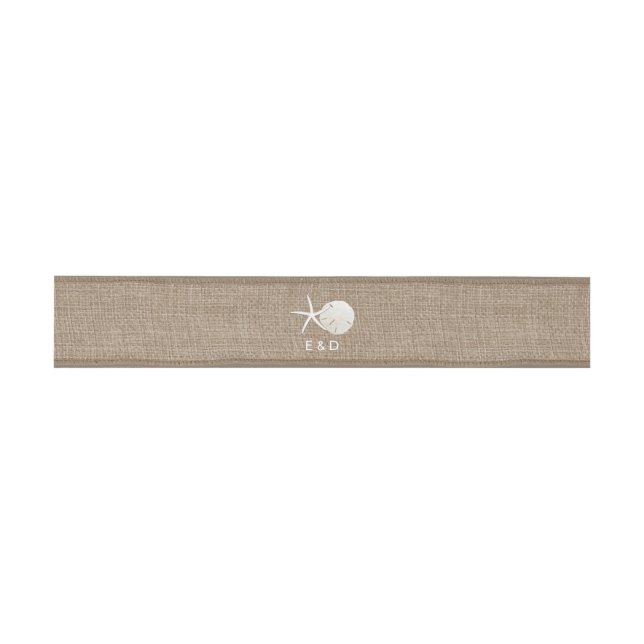 Bandeau De Faire-part Rustique Burlap Starfish & Sand Dollar Mariage (Plat)