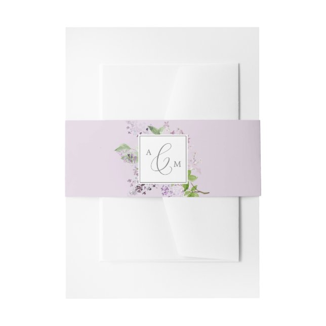 Bandeau De Faire-part Rustique Lilac | Mariage de monogramme de lavande (Devant example)