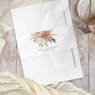 Bandeau De Faire-part Rustique Terracotta Florals Noms Date Mariage