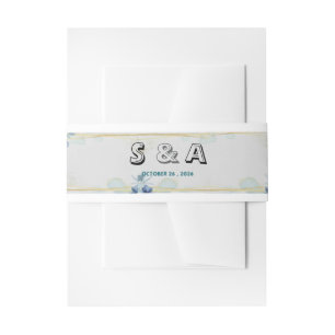 Bandeau De Faire-part S & A Alliance Minimaliste Fleurie Bleue pour Vent