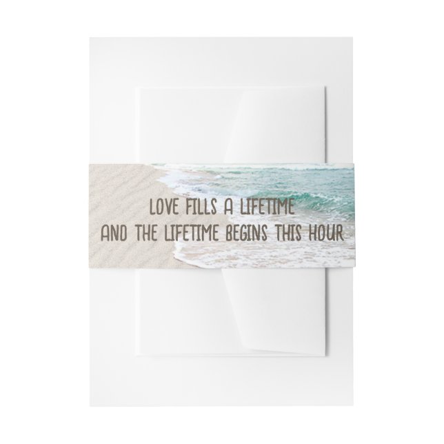 Bandeau De Faire-part Sable et vagues de l'océan avec citation (Devant example)